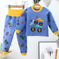 Winterpure cottonkidsheattechintimatessuit three-layer quilted baby high waist belly protection fleece-linedthickened autumn clothes and long trousers