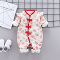 Newborn spring/autumn romper, baby girl chinese style full month outfit, infant winter warm cotton outing clothes