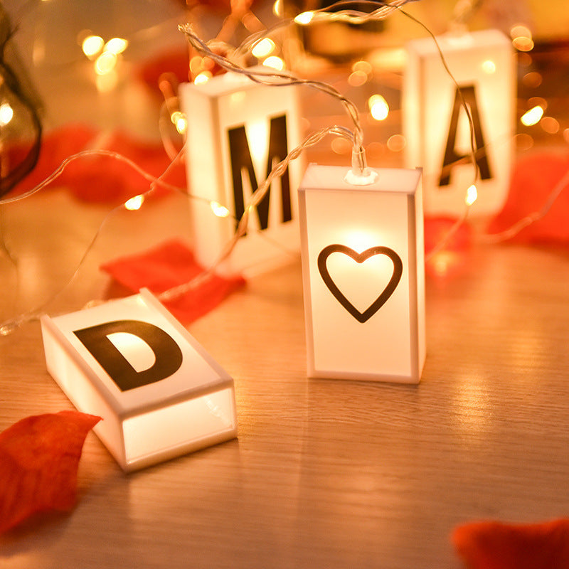 LED letter light box light string luminous letter puzzle string light Christmas decoration letter light box light string card lanterns