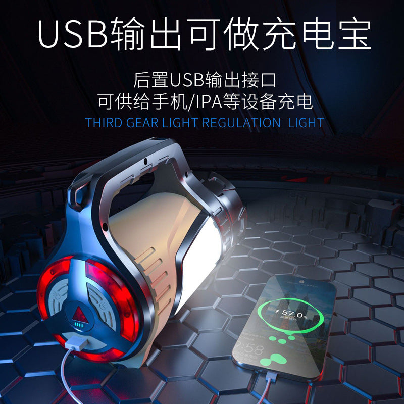 Cross-border new XHP70 portable searchlight camping light USB charging outdoor waterproof multi-function strong light flashlight