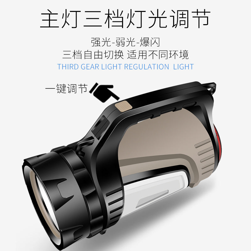 Cross-border new XHP70 portable searchlight camping light USB charging outdoor waterproof multi-function strong light flashlight