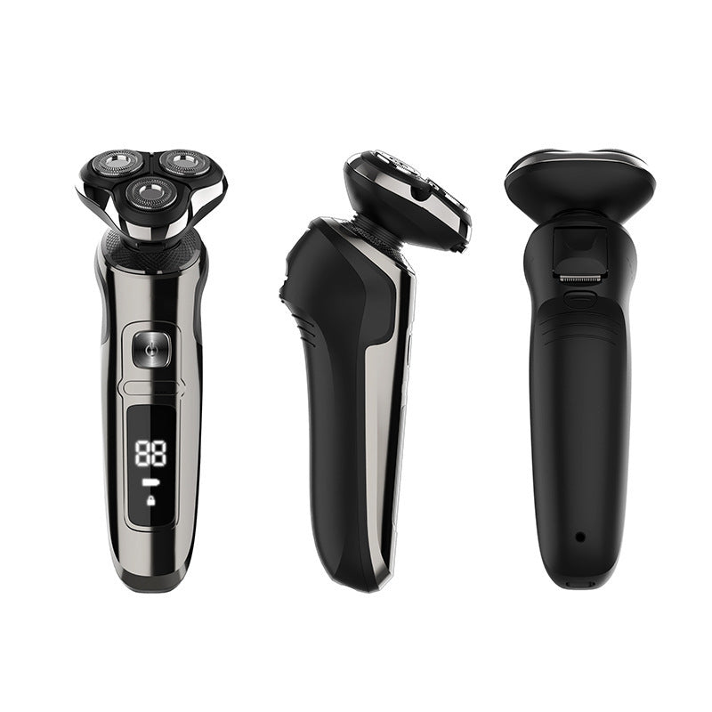Men's electric shaver grooming kit - full body washable, quick charge, digital display, floating triple-head razor for shaving and hair removal
