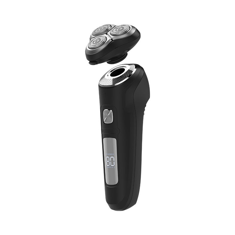 Men's electric shaver grooming kit - full body washable, quick charge, digital display, floating triple-head razor for shaving and hair removal