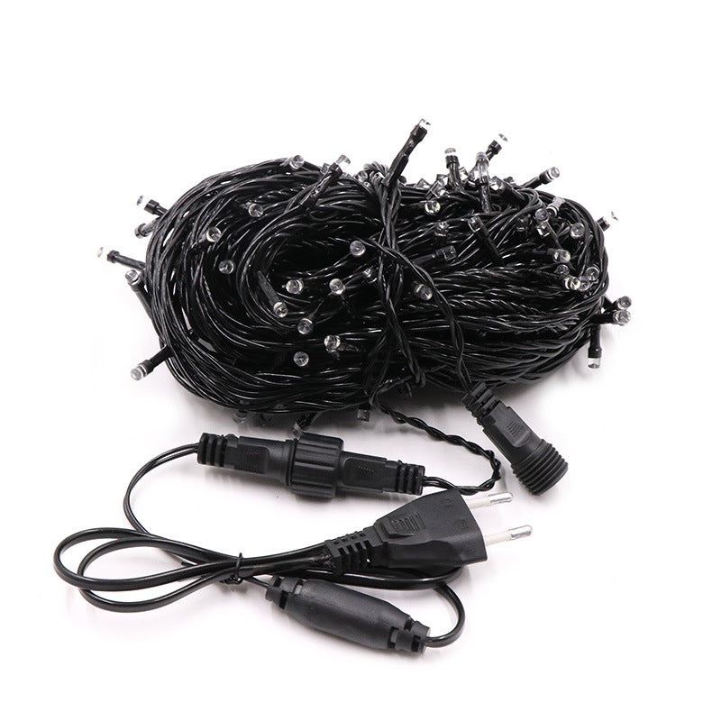 LED male and female connection lights luminous lights, 20 meters black line with flash bubble male and female plug-in light string for lighting engineering wholesale