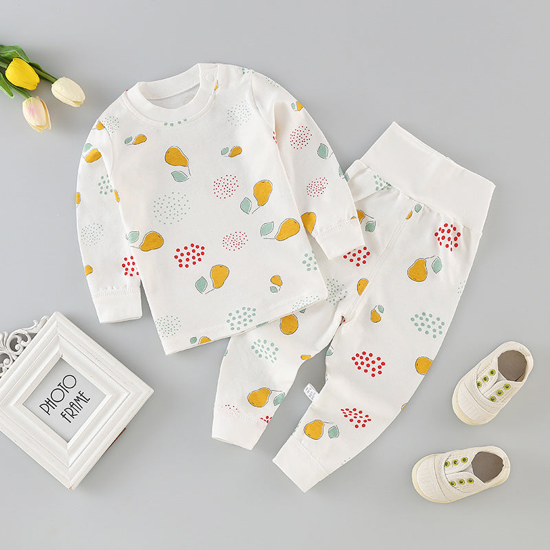 Wholesale high-waisted baby thermal underwear sets, newborn bodysuits, 0-3 years old kids' clothes, boys' and girls' long johns
