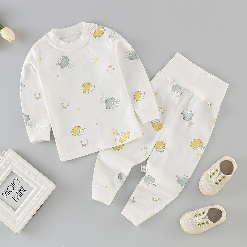 Wholesale baby high-waisted thermal underwear set, newborn bodysuit, 0-3 years old kids' clothes, boys' and girls' thermal underwear
