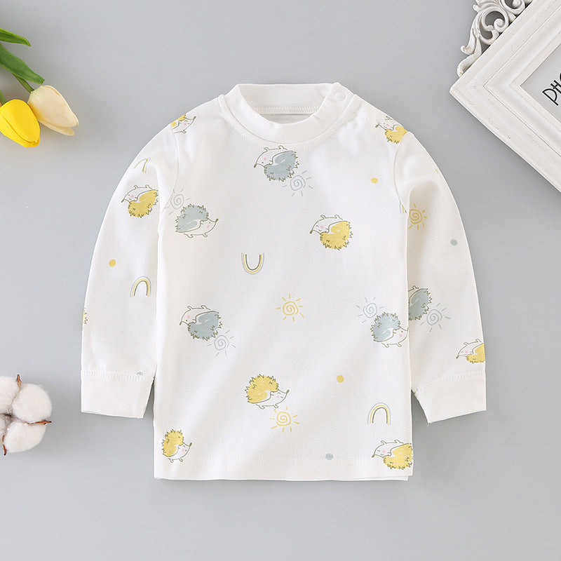 Baby underwear single top 0-1 year old infant autumn clothes boys' t-shirt long sleeve base layer pure cotton girls' autumn outfit