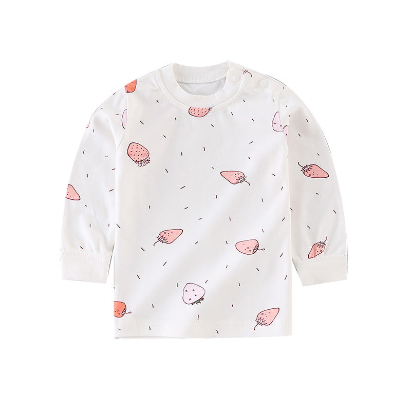 Baby underwear single top 0-1 year old infant autumn clothes boys' t-shirt long sleeve base layer pure cotton girls' autumn outfit