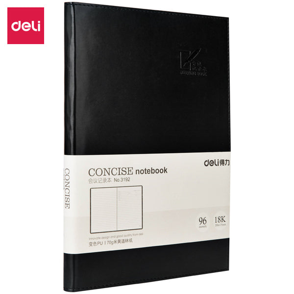 Deli 3191 mid-range meeting record book 96 business office soft pu leather notebook