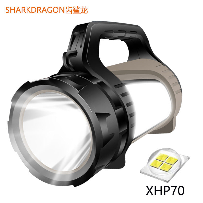 Cross-border new XHP70 portable searchlight camping light USB charging outdoor waterproof multi-function strong light flashlight