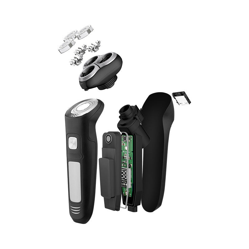 Men's electric shaver grooming kit - full body washable, quick charge, digital display, floating triple-head razor for shaving and hair removal