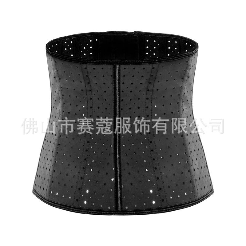 13 steel boned natural rubber corset tight abdominal shaping shapewear five-pointed star breathable sports belt