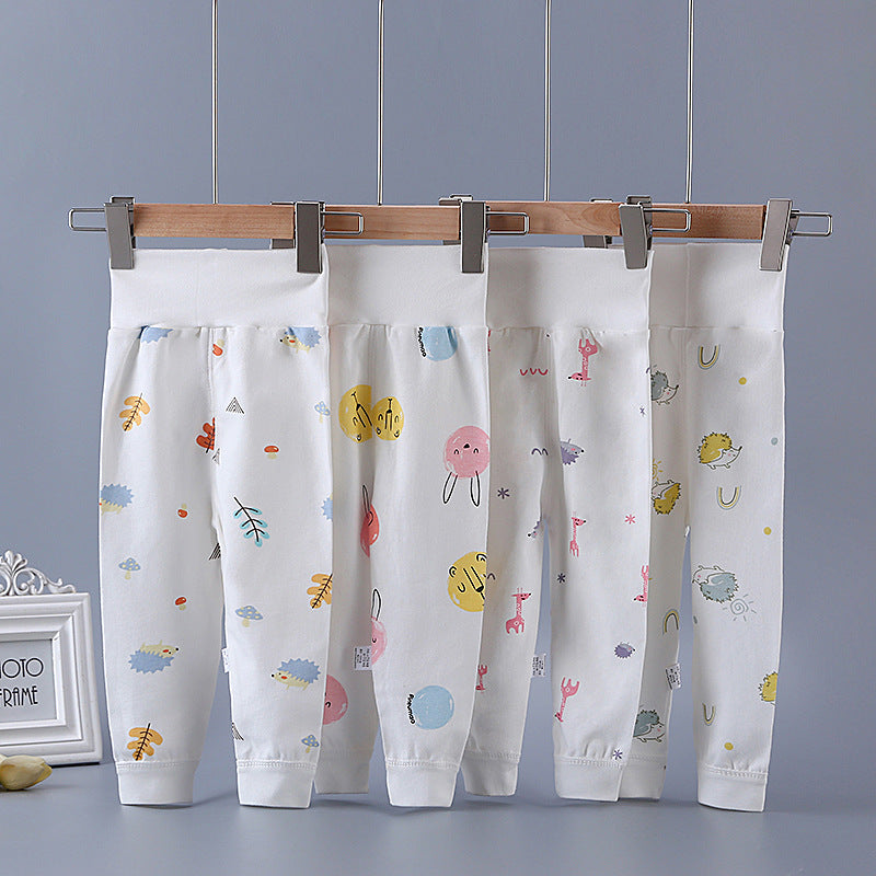 Baby high waist long johns pure cotton men's and women's children's baby spring & fall single open pants newborn kids open crotch pants