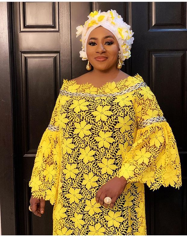 Special offer: african women's lace loose plus size robe dress with flared sleeves, fashionable long dress with matching headscarf
