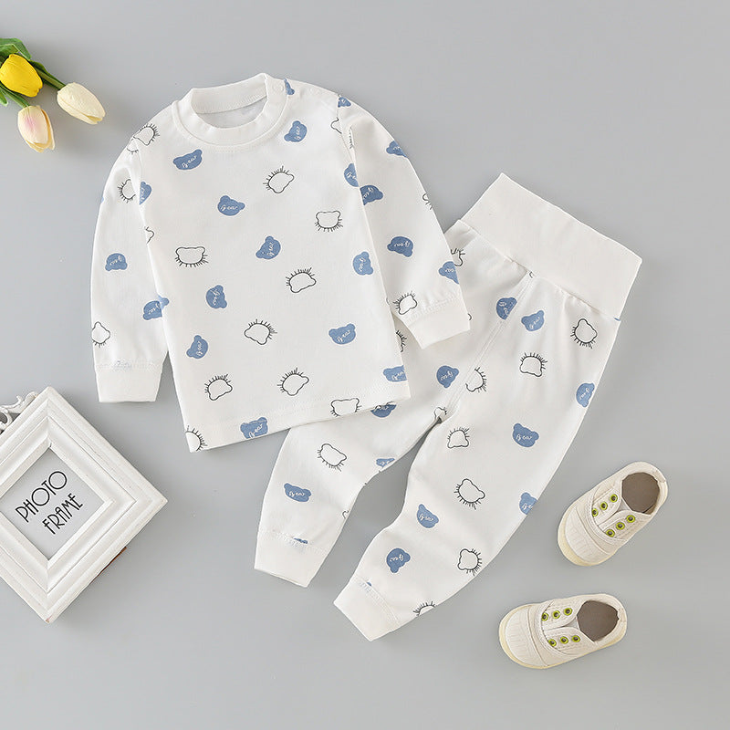 Wholesale baby high-waisted thermal underwear set, newborn bodysuit, 0-3 years old kids' clothes, boys' and girls' thermal underwear