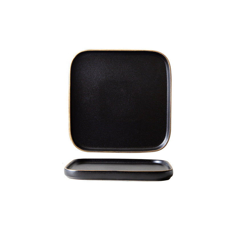 Creative square frosted western dinner plate steak plate ceramic dessert plate microwave oven baking plate tableware