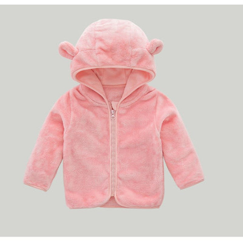 Girls' autumn/winter plush outerwear: cute baby girl fleece jacket for 0-1-2-3 year olds - princess style baby sweater