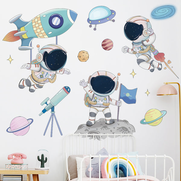 wall sticker space pilot sticker cartoon children's room sticker kindergarten classroom decoration