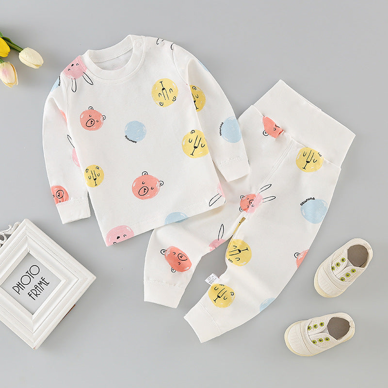 Wholesale high-waisted baby thermal underwear sets, newborn bodysuits, 0-3 years old kids' clothes, boys' and girls' long johns