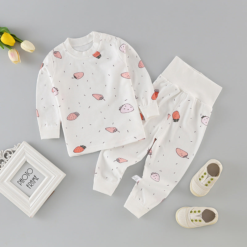 Wholesale high-waisted baby thermal underwear sets, newborn bodysuits, 0-3 years old kids' clothes, boys' and girls' long johns