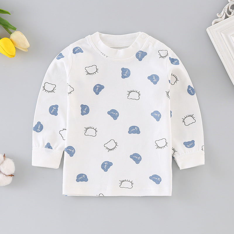 Baby underwear single top 0-1 year old infant autumn clothes boys' t-shirt long sleeve base layer pure cotton girls' autumn outfit