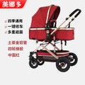 Baby stroller: lightweight, foldable, high-view, shock-absorbing, reversible, suitable for newborns and infants