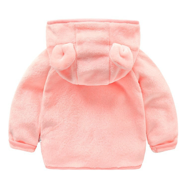 Girls' autumn/winter plush outerwear: cute baby girl fleece jacket for 0-1-2-3 year olds - princess style baby sweater