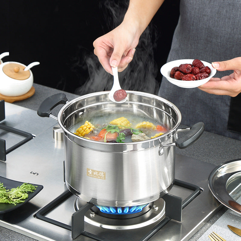 St. Bede stainless steel pot set, three-piece set of covered bottom European right-angle pot, gift wholesale for kitchen utensils