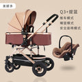 Baby stroller: lightweight, foldable, high-view, shock-absorbing, reversible, suitable for newborns and infants