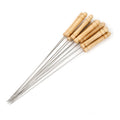 Wholesale stainless steel barbecue round skewers with wooden handles, round skewers for barbecue lamb skewers, wooden handles, barbecue needle tools and accessories