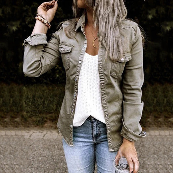 New , denim jacket shirt   WISH European and American medium and long denim jacket women's top