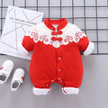 Infant and toddler girl chinese style crawling new year's greetings clothes winter thin cotton clothes newborn 100-day banquet red jumpsuit trendy