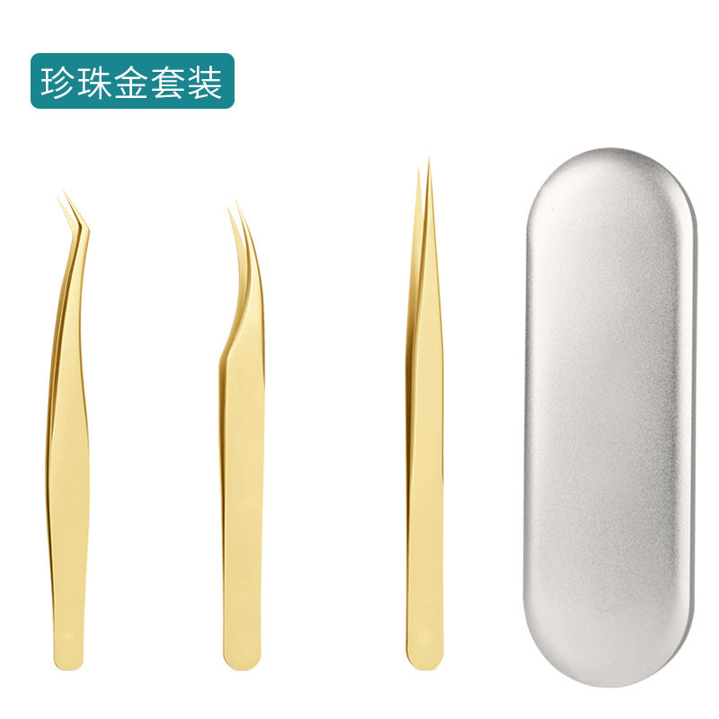 Factory fake eyelashes tweezers eyelash artist grafting eyelash curler dolphin golden feather clip high precision flowering clip beauty tools