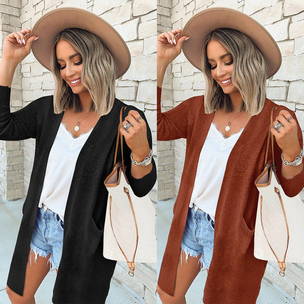 MY059 fashion sweater bag cardigan solid color coat top