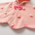 Girls' cloak style autumn/winter outerwear - kids' shawl with hooded design, windproof baby wrap, printed cape style