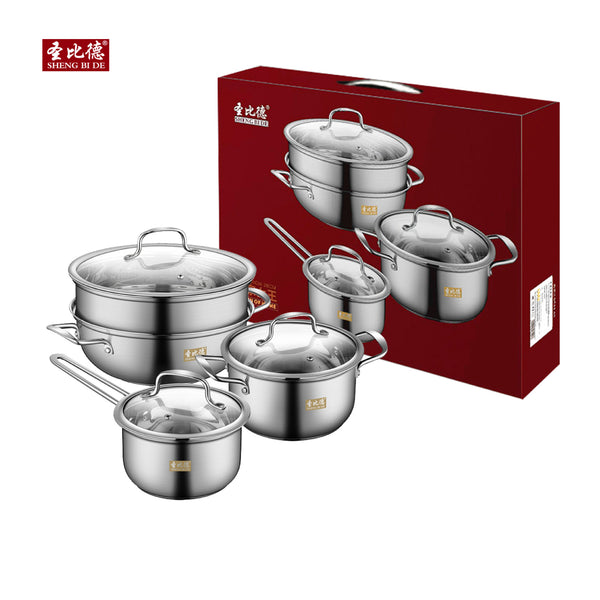 Cross-border, St. Bede Gift Set Pot, Kitchen Stainless Steel Three-piece Set, Pot Set Practical Gift