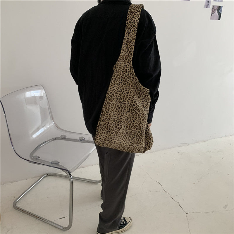 Bag women's bag new Korean version crossbody shoulder bag canvas bag animal texture diagonal span large capacity shopping bag bags