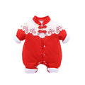 Infant and toddler girl chinese style crawling new year's greetings clothes winter thin cotton clothes newborn 100-day banquet red jumpsuit trendy