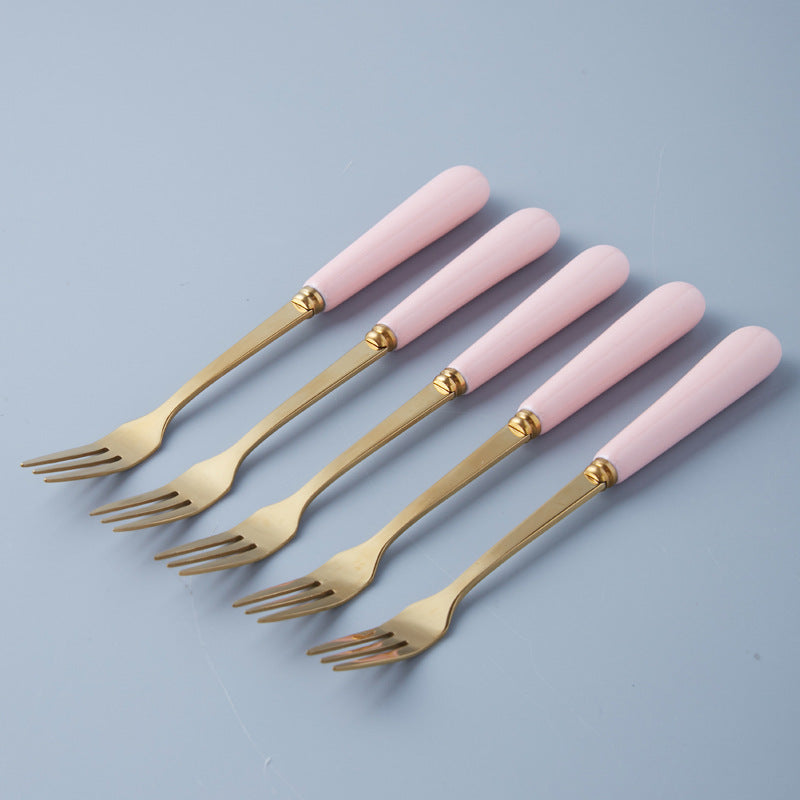 fruit fork spoon hammered ceramic storage jar suitfor home stainless steel fruit skewers dessert forks wholesale