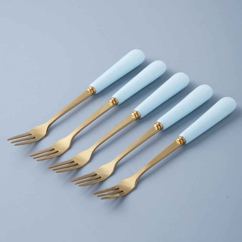 fruit fork spoon hammered ceramic storage jar suitfor home stainless steel fruit skewers dessert forks wholesale
