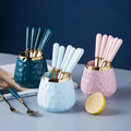 fruit fork spoon hammered ceramic storage jar suitfor home stainless steel fruit skewers dessert forks wholesale