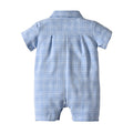 Wholesale children's summer rompers:  new korean style baby clothes, infant plaid crawling suits