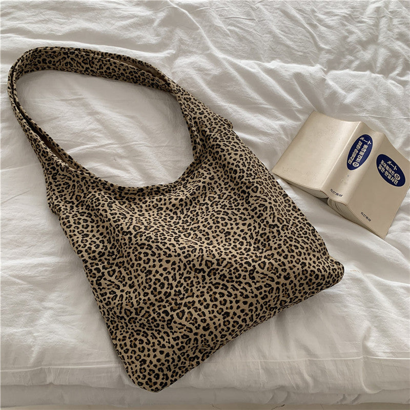 Bag women's bag new Korean version crossbody shoulder bag canvas bag animal texture diagonal span large capacity shopping bag bags