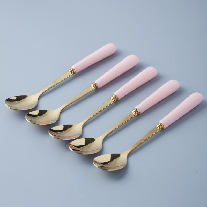 fruit fork spoon hammered ceramic storage jar suitfor home stainless steel fruit skewers dessert forks wholesale
