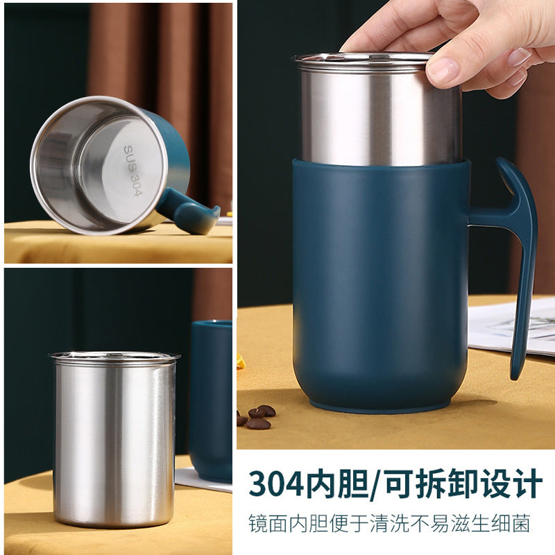 304 stainless steel water cup tea cup for home mug student cup with lid milk cup gift logo