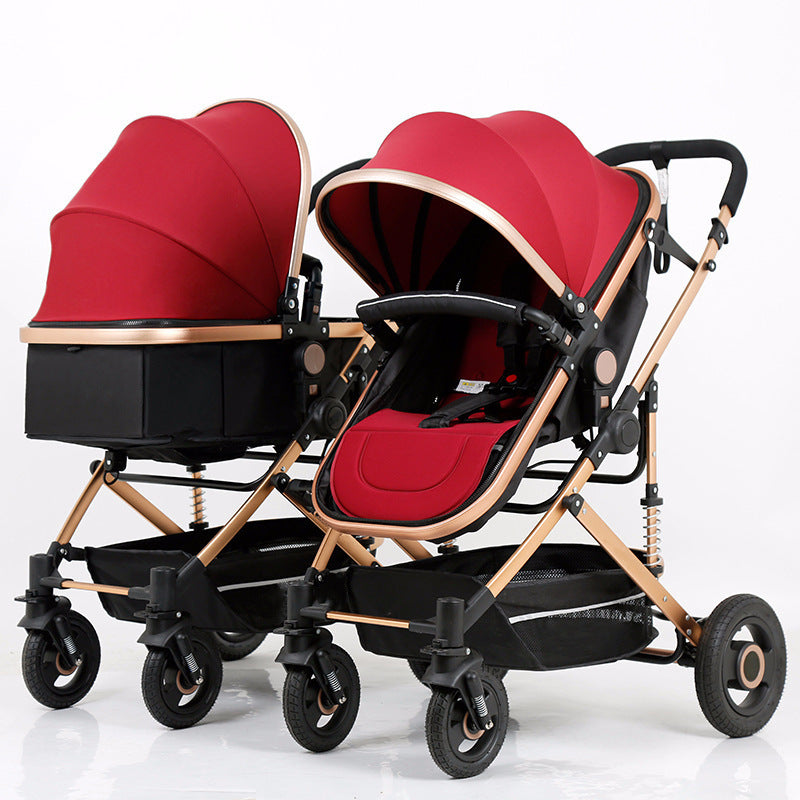 Baby stroller: lightweight, foldable, high-view, shock-absorbing, reversible, suitable for newborns and infants