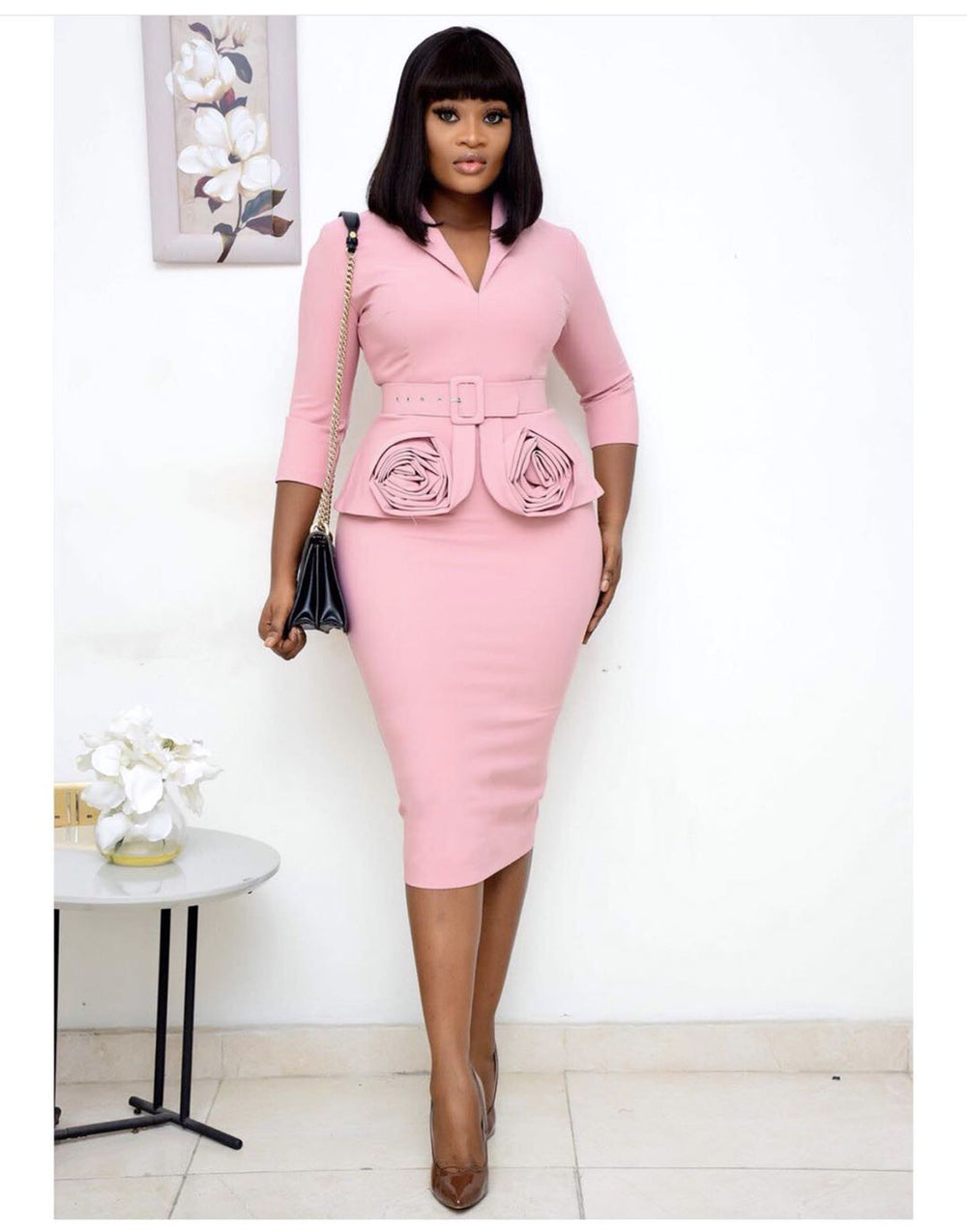 sourcing: african plus-size women's clothing -  hot-selling ol commute pencil skirt professional dress with belt