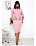 sourcing: african plus-size women's clothing -  hot-selling ol commute pencil skirt professional dress with belt