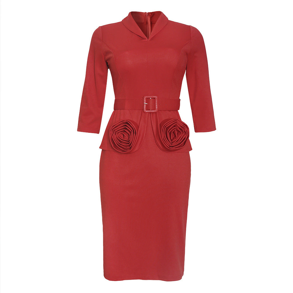 sourcing: african plus-size women's clothing -  hot-selling ol commute pencil skirt professional dress with belt