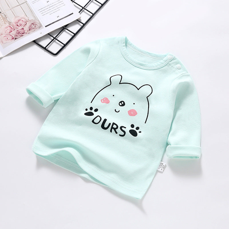 Baby's pure cotton t-shirt, new spring and autumn collection, infant cartoon top, unisex baby single piece, baby long sleeve